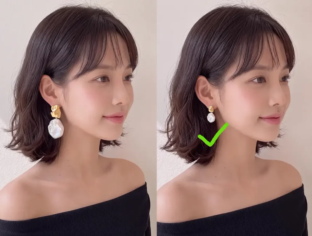 AI earring size correction before and after resizing